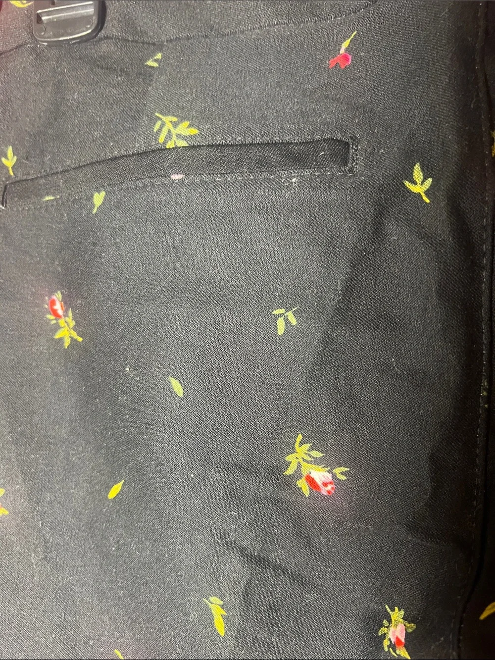 Old Navy Black Leggings with Pink & Green Floral Print